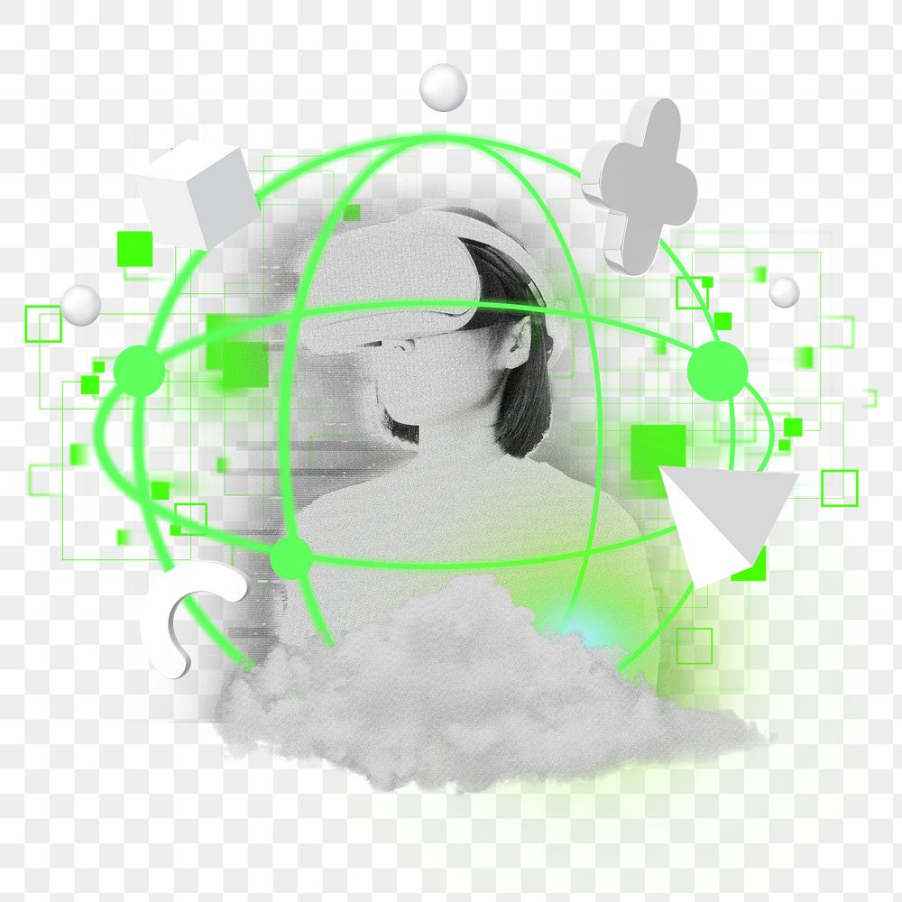 VR learning  png sticker, transparent background
