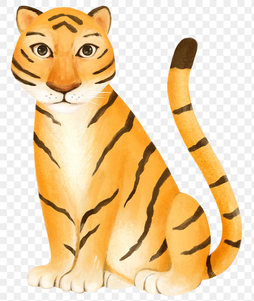Tiger png sticker, cute animal illustration, transparent background