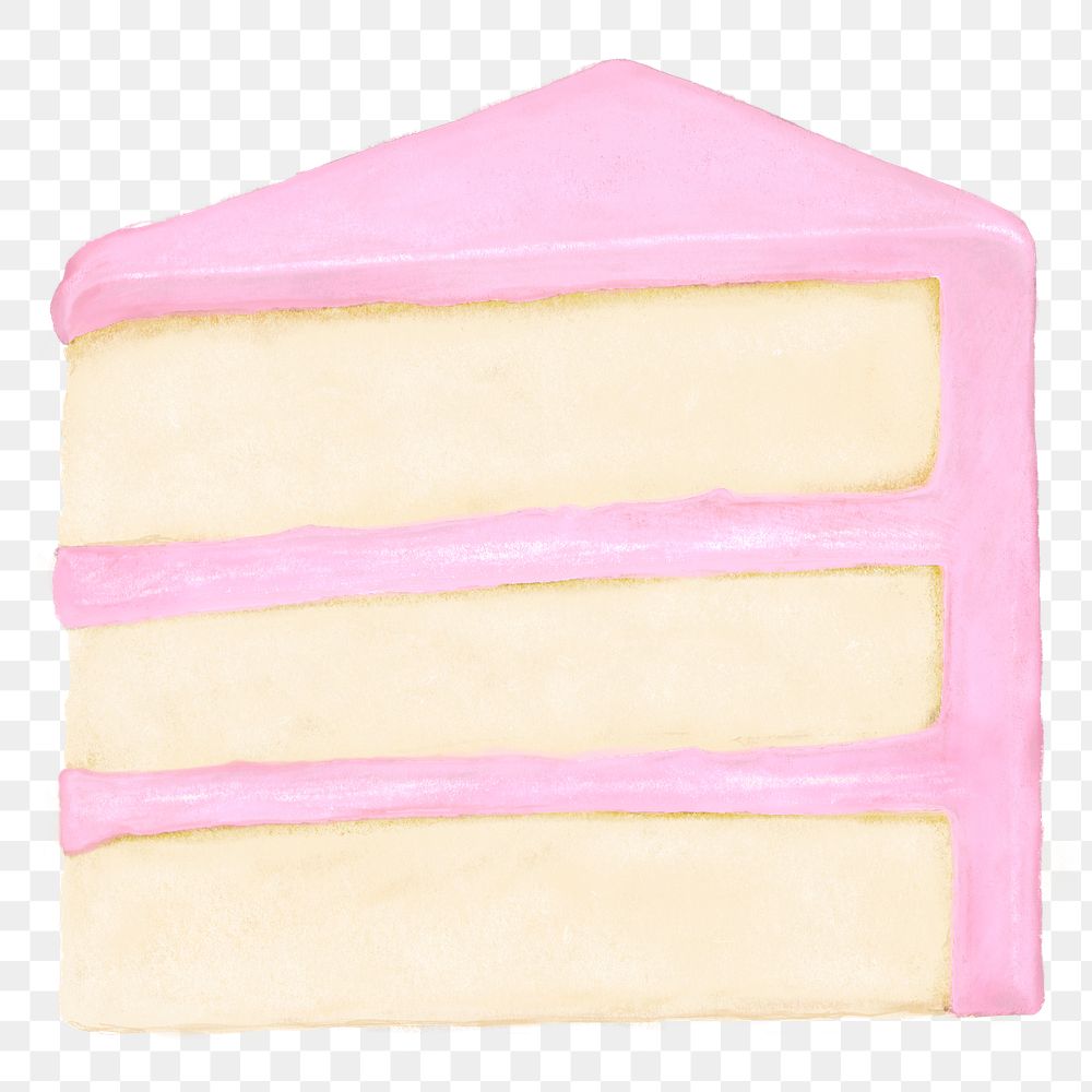 Strawberry cake slice png sticker, transparent background