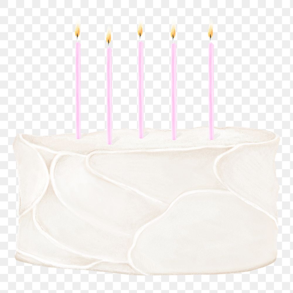 Vanilla birthday png cake sticker, transparent background