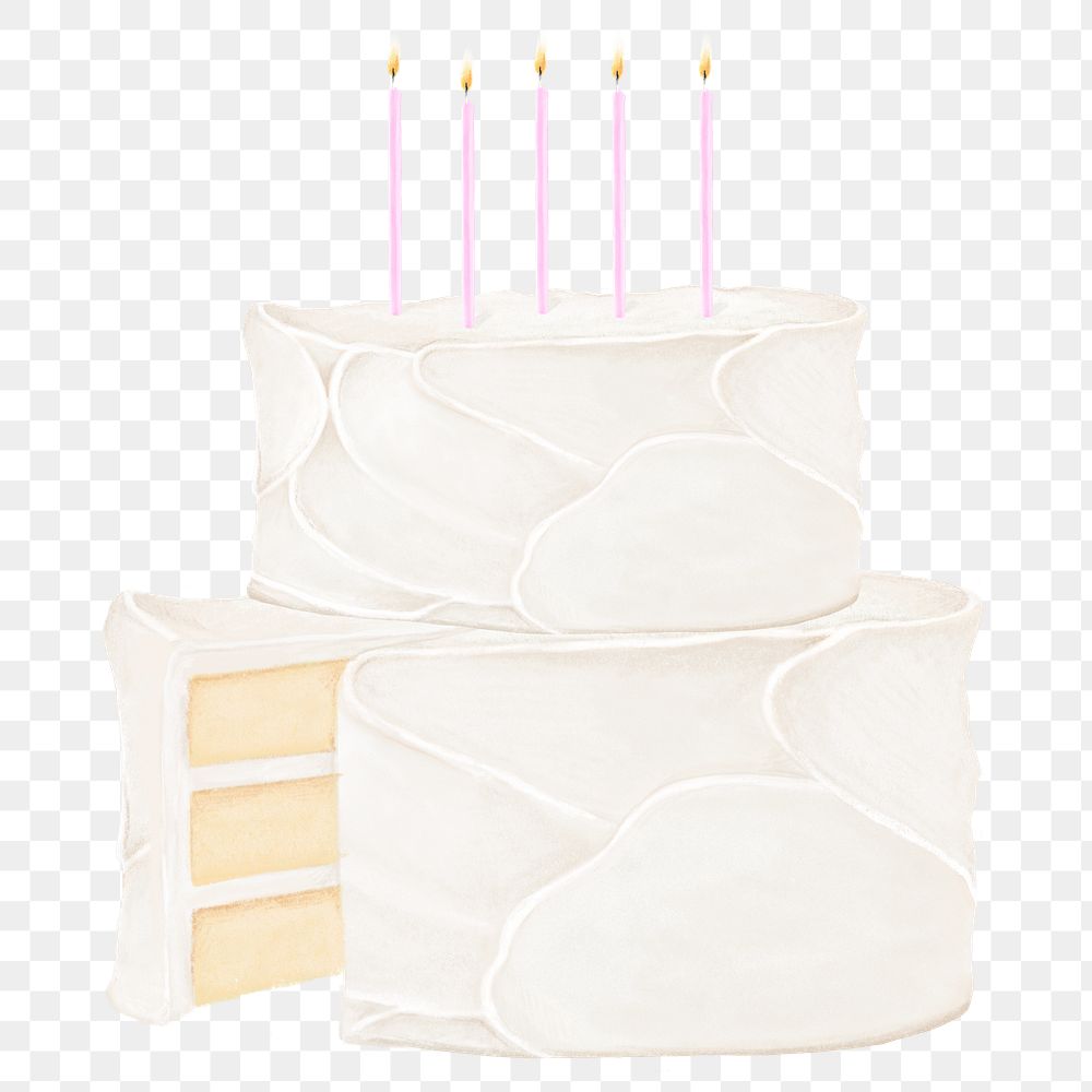 Vanilla birthday png cake sticker, transparent background