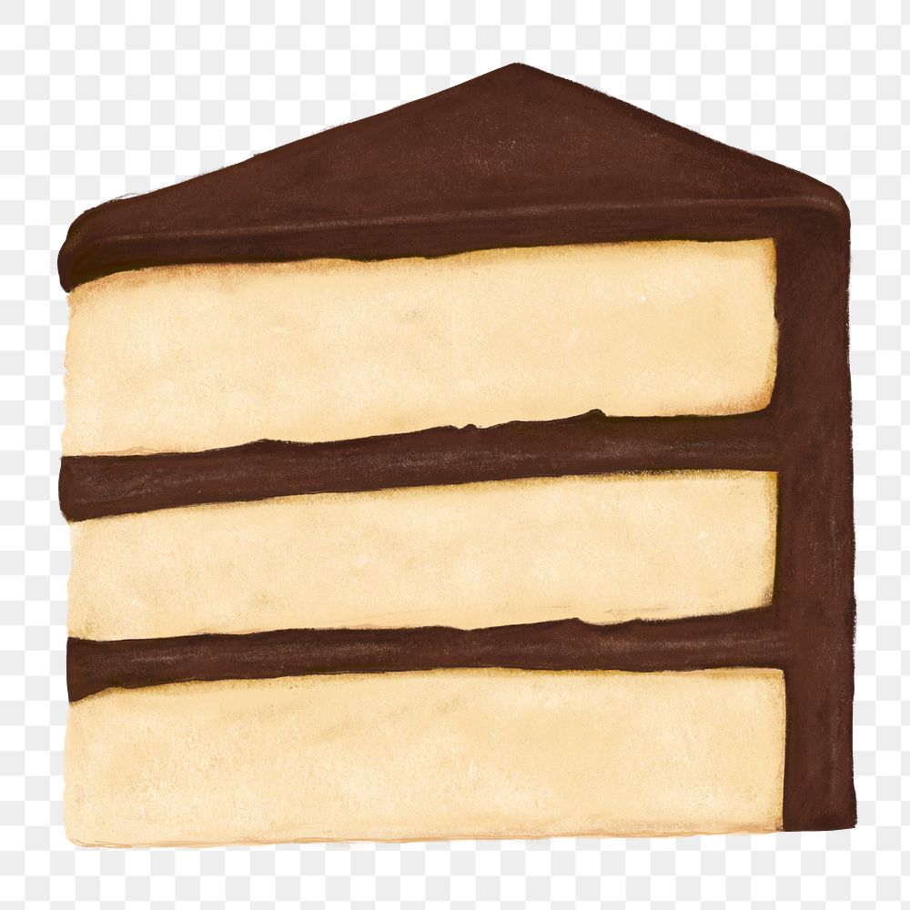 Chocolate cake slice png sticker, transparent background