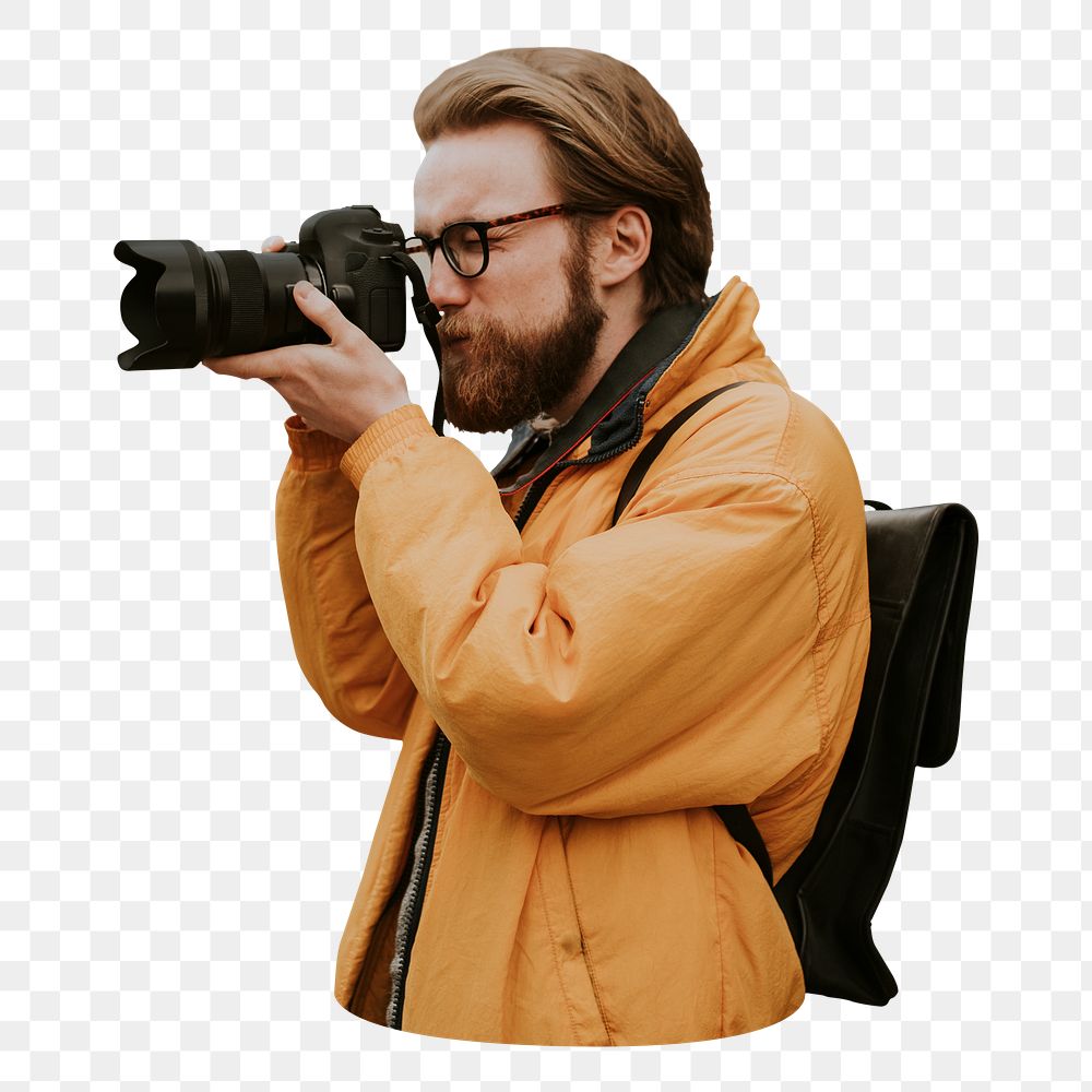 Photographer taking photo png sticker, travel image, transparent background
