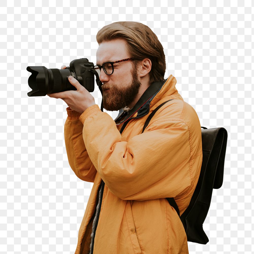 Photographer taking photo png sticker, travel image, transparent background