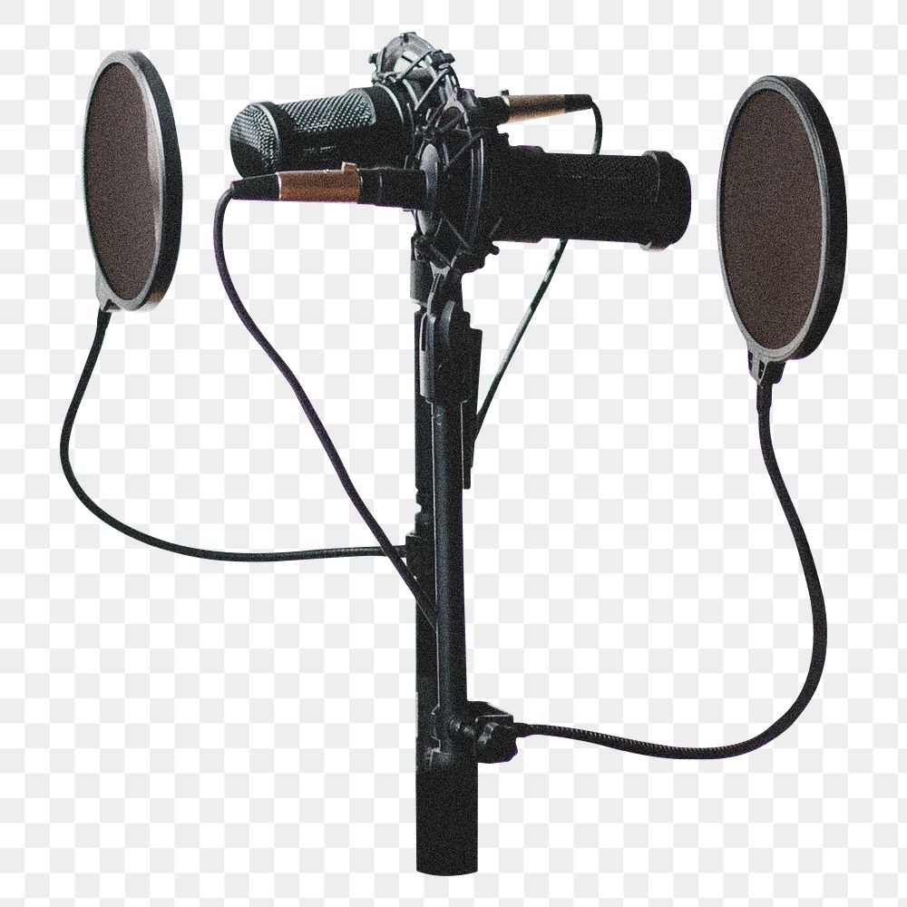 Recording studio png sticker, microphones podcast image, transparent background