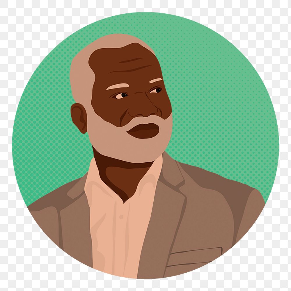 Successful black businessman png sticker, badge illustration, transparent background