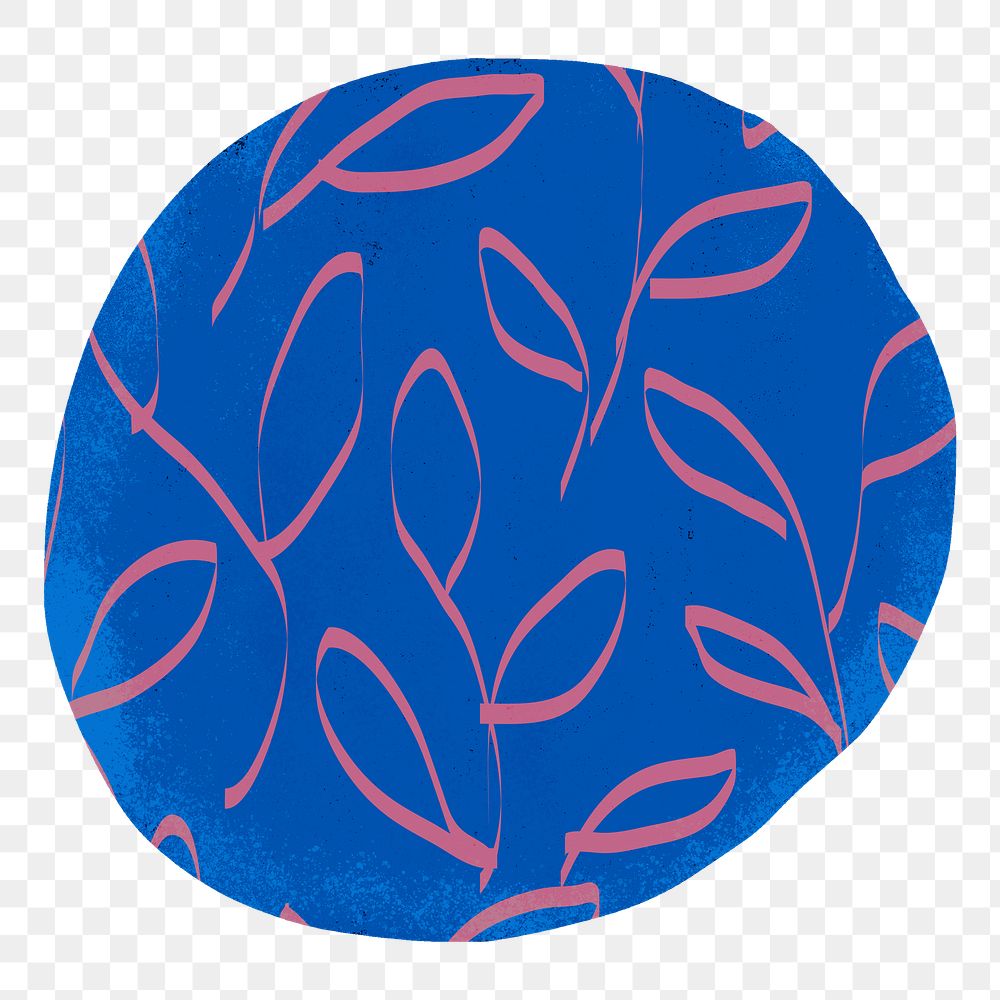 Leafy pattern circle png badge, transparent background