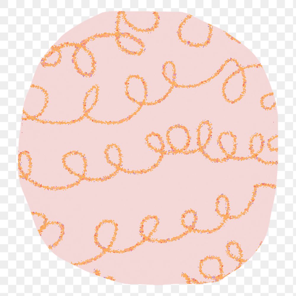 Scribble pattern circle png badge, transparent background