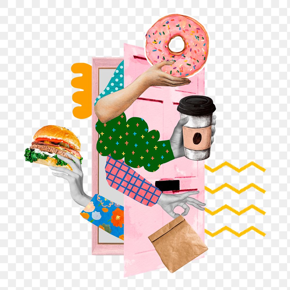 Food delivery door png sticker, creative remix, transparent background