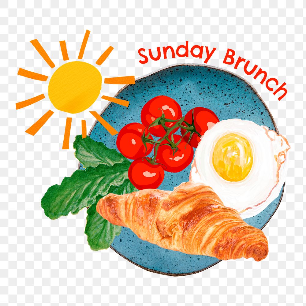 Sunday brunch png sticker, cute breakfast remix, transparent background
