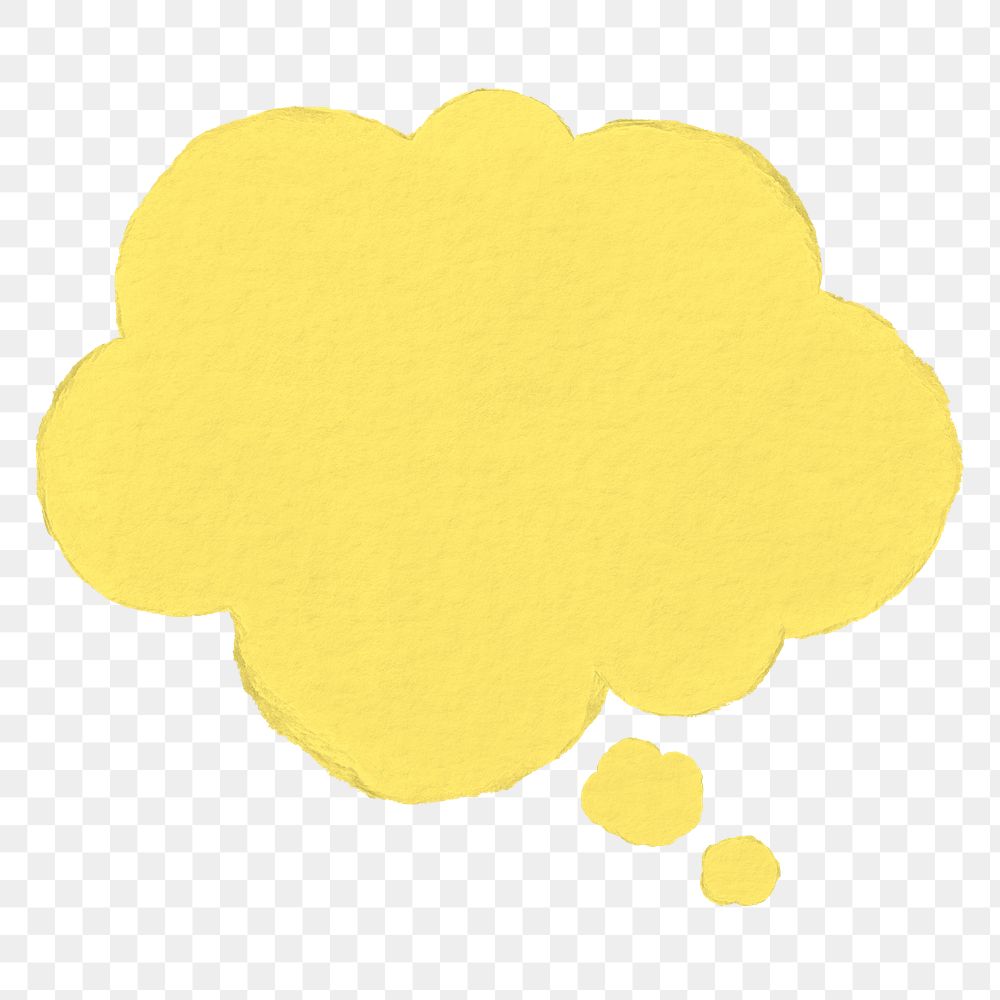 Yellow speech bubble png, paper texture, transparent background