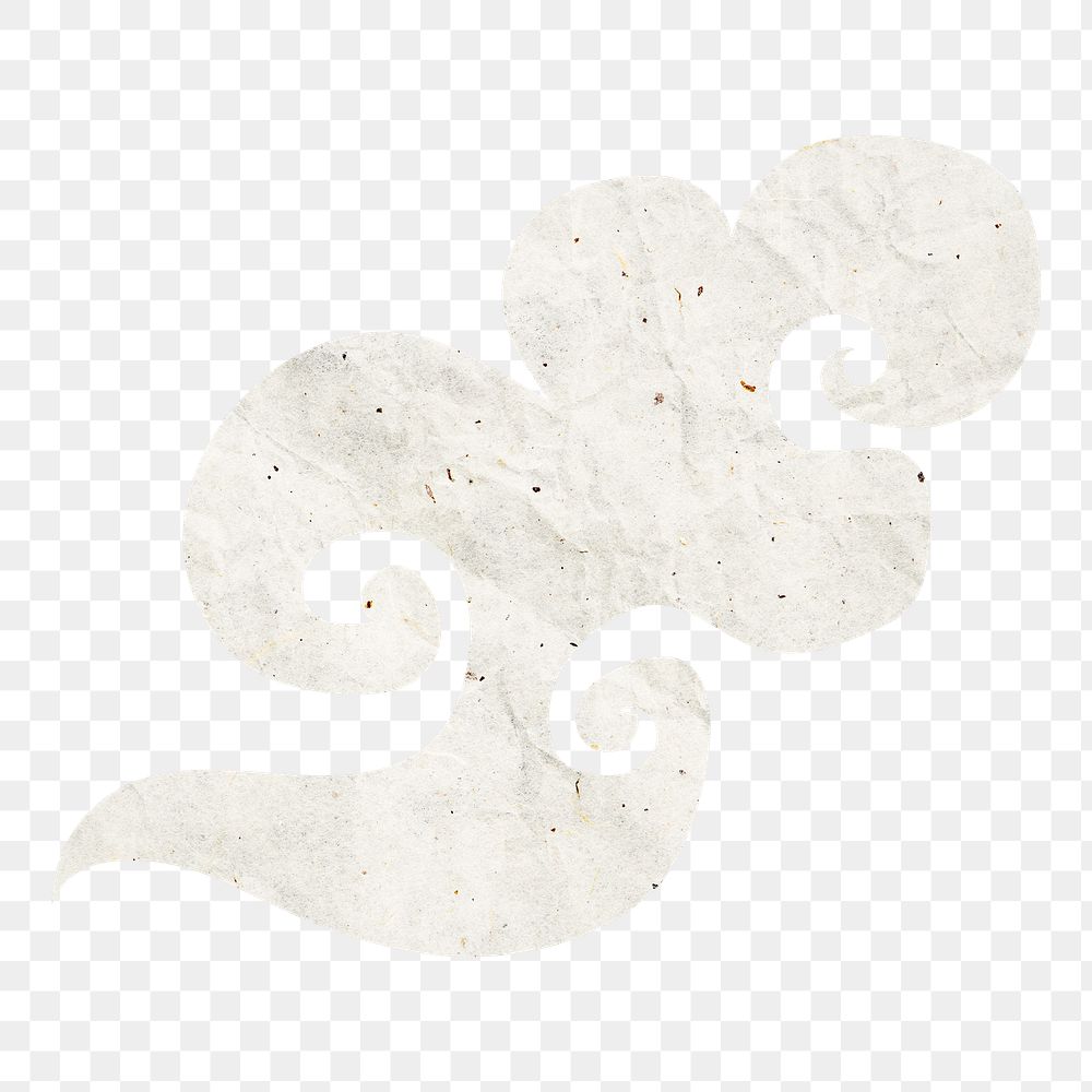 White Chinese cloud png sticker, paper texture image, transparent background