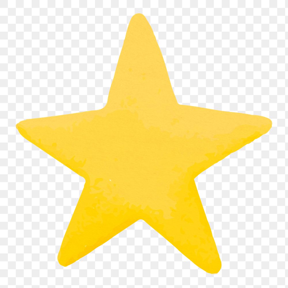 Yellow star png ranking icon, paper texture, transparent background