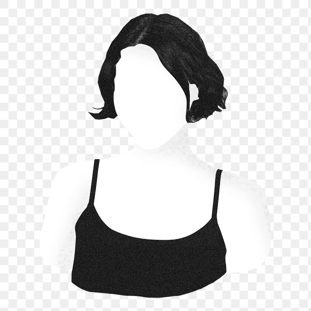 White faceless woman png sticker, portrait illustration, transparent background