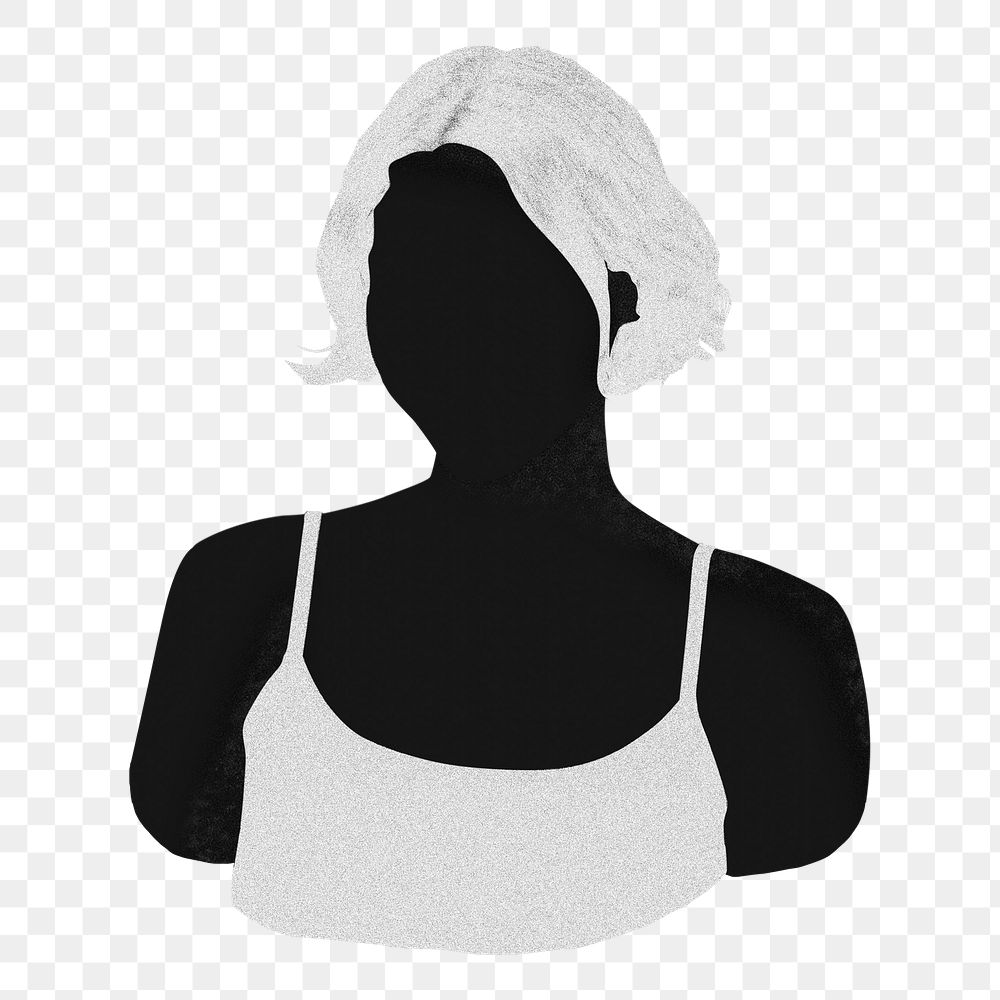 Black faceless woman png sticker, portrait illustration, transparent background