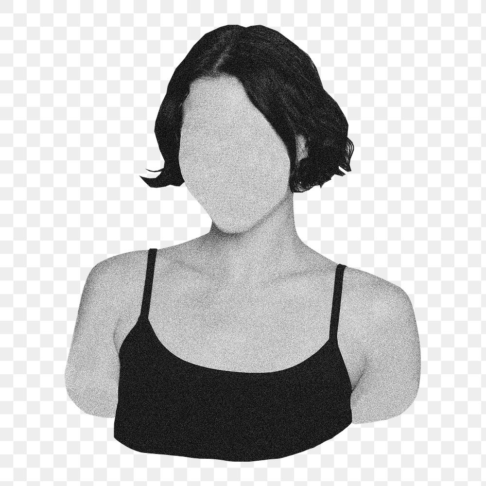 Faceless woman png sticker, portrait illustration, transparent background