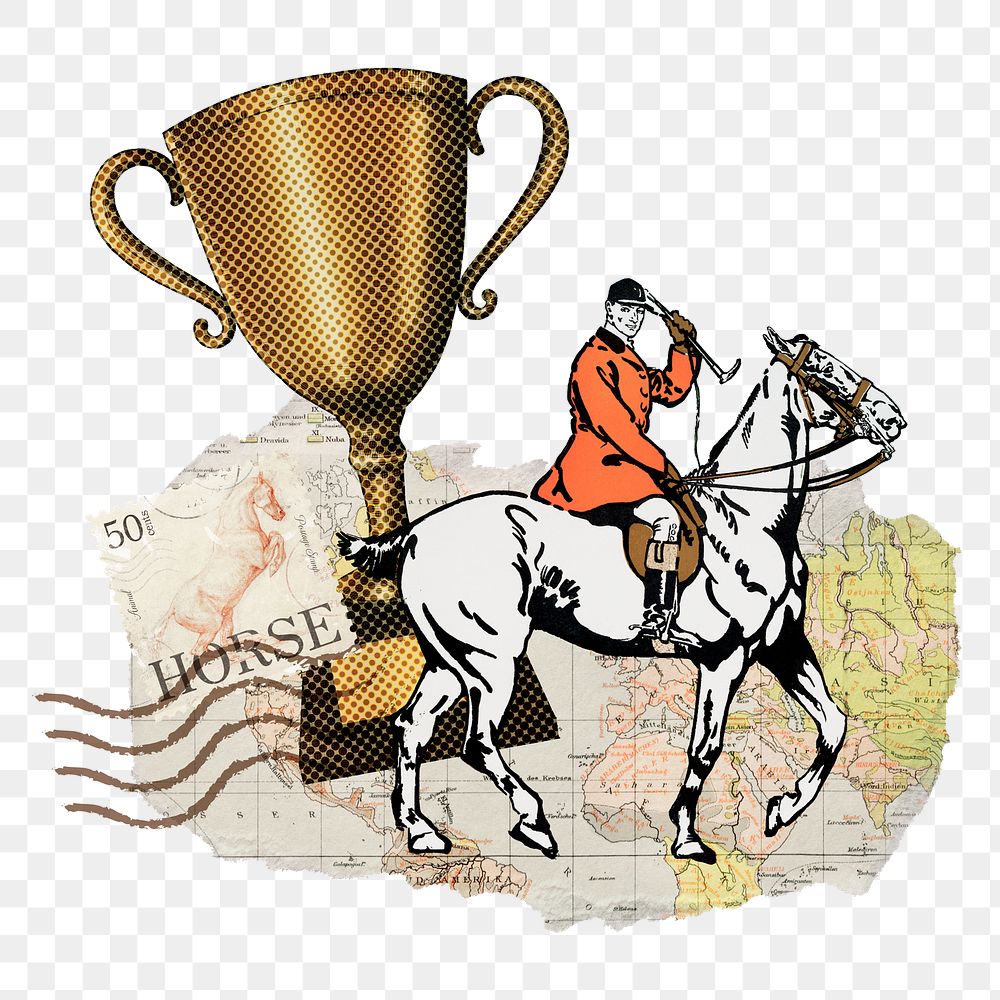 Equestrian championship png ephemera sticker, transparent background