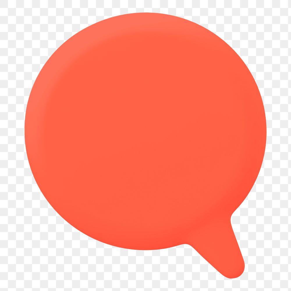Orange speech bubble png sticker, 3D rendering shape, transparent background