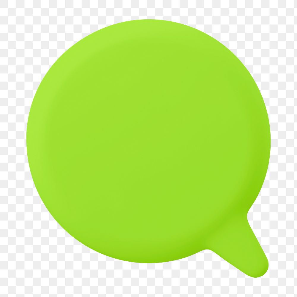 Green speech bubble png sticker, 3D rendering shape, transparent background