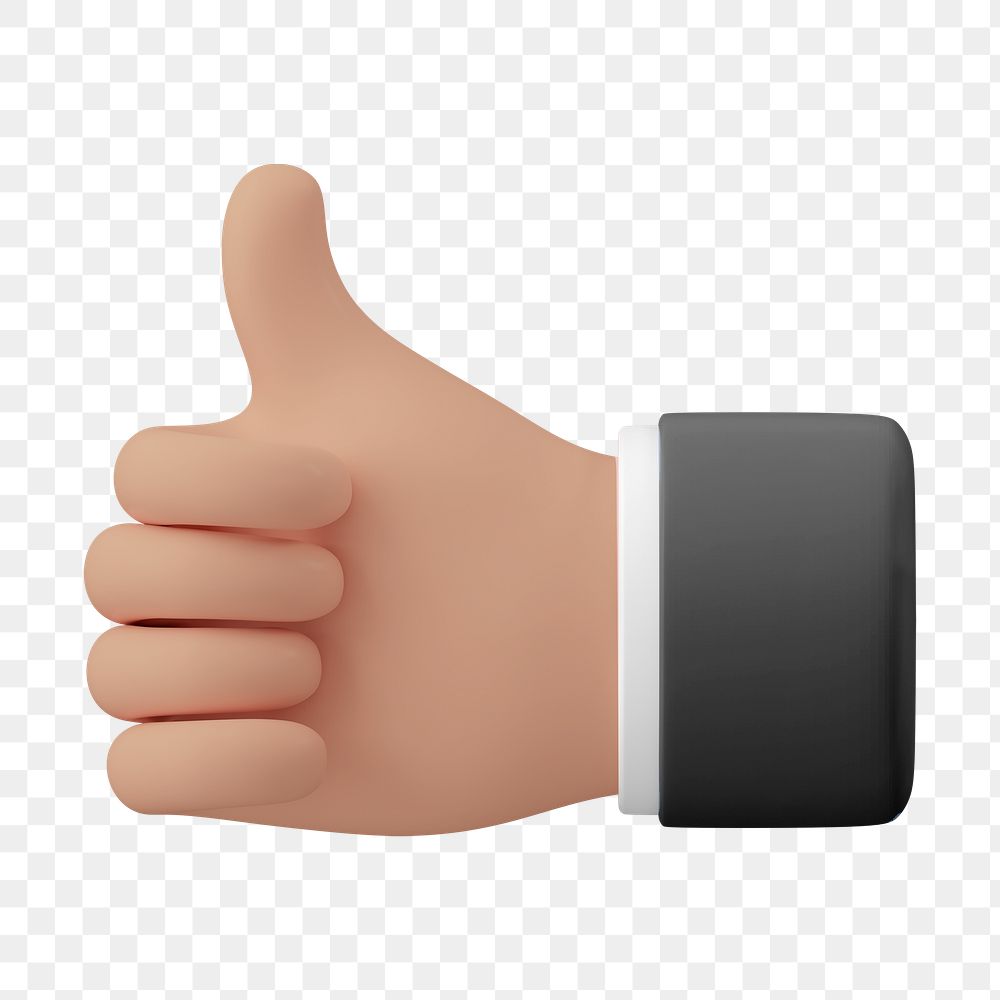 Thumbs up  png businessman's hand, 3D graphic, transparent background