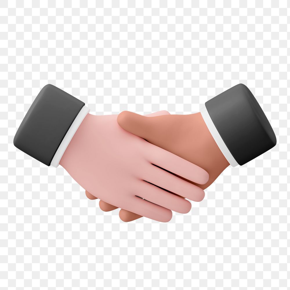 Business handshake png sticker, 3D rendering graphic, transparent background