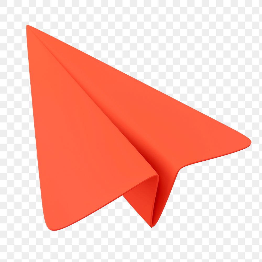 Orange paper plane png sticker, 3D graphic, transparent background