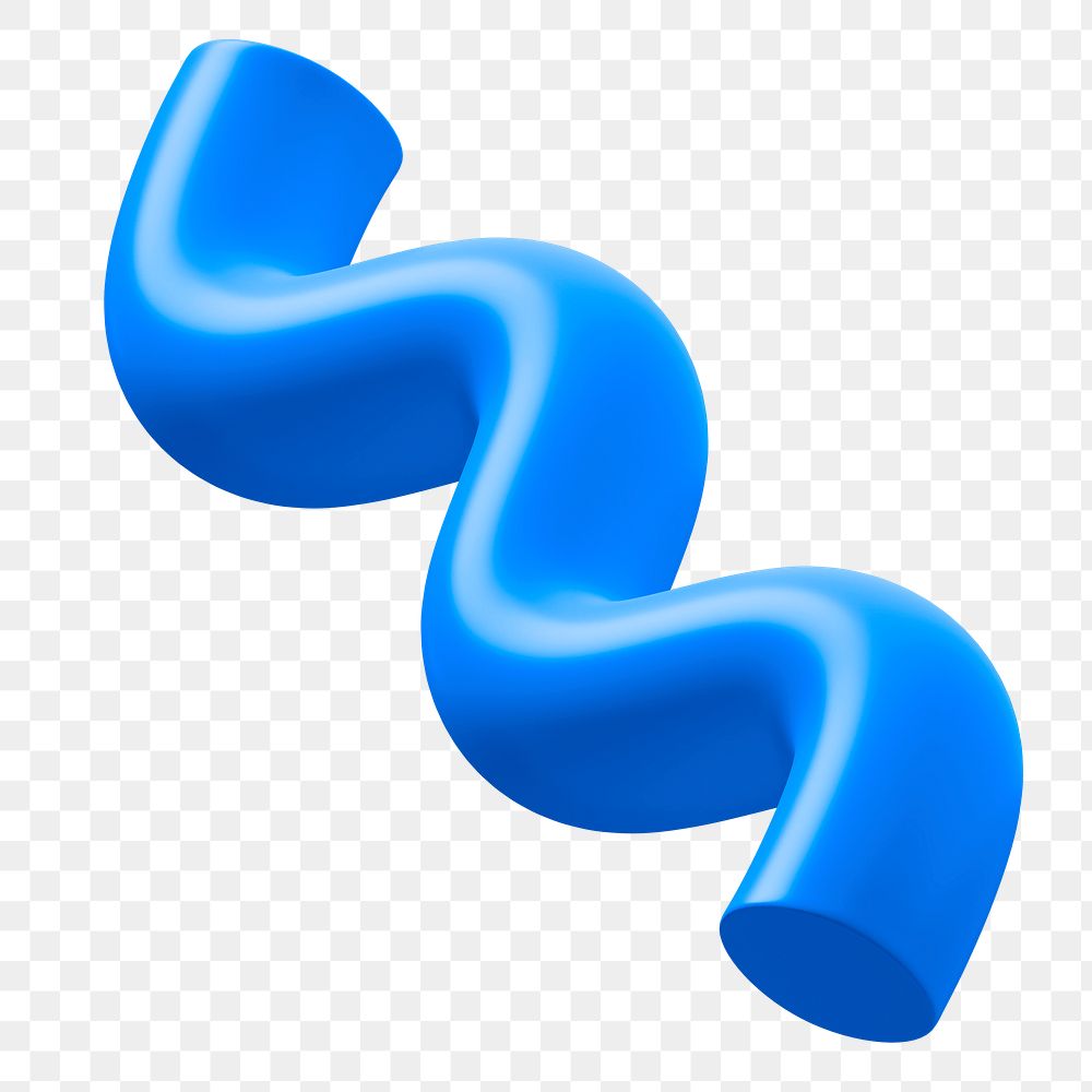 Blue wavy shape png sticker, 3D geometric graphic, transparent background
