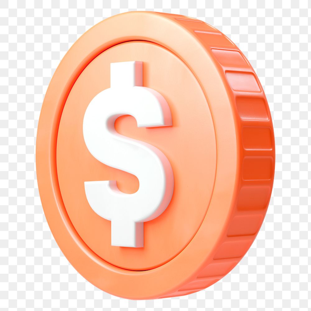 3D  coin png sticker, finance graphic, transparent background