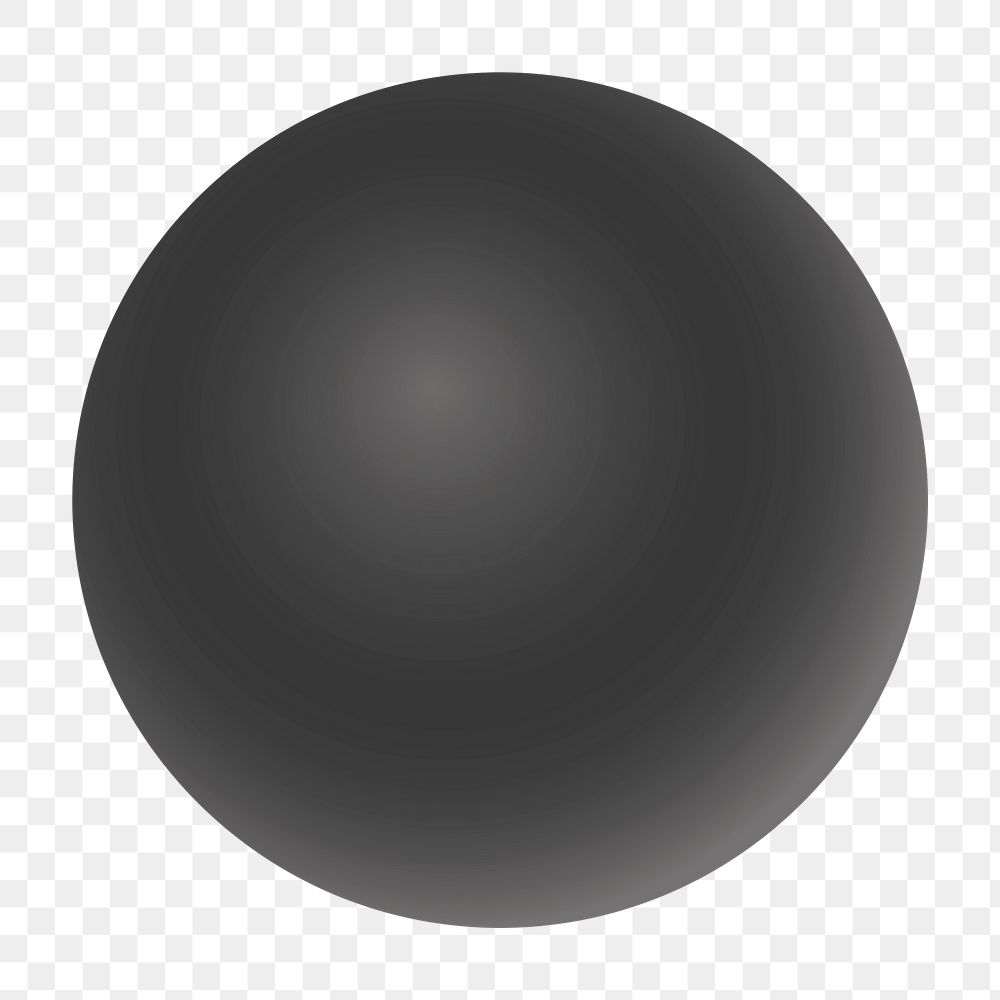 Black sphere shape png sticker, 3D circle graphic, transparent background