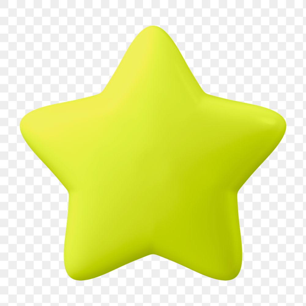 Green star png sticker, 3D rendering shape, transparent background