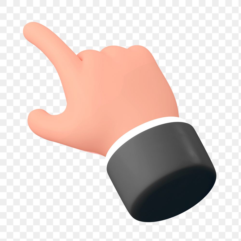 3D businessman's hand png pointing finger illustration, transparent background