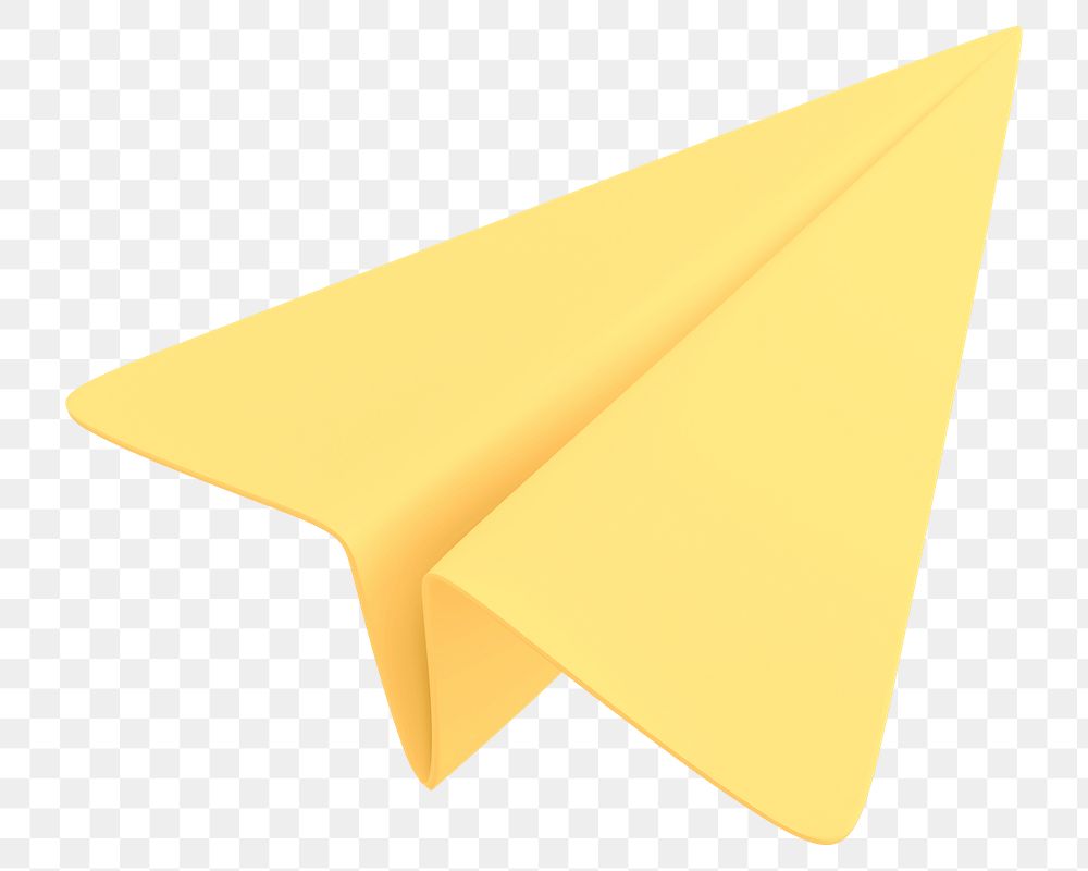 Yellow paper plane png 3D sticker icon, transparent background