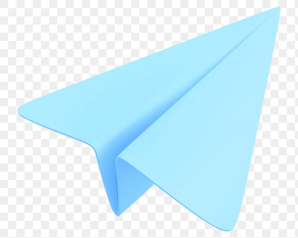 Blue paper plane png 3D sticker icon, transparent background