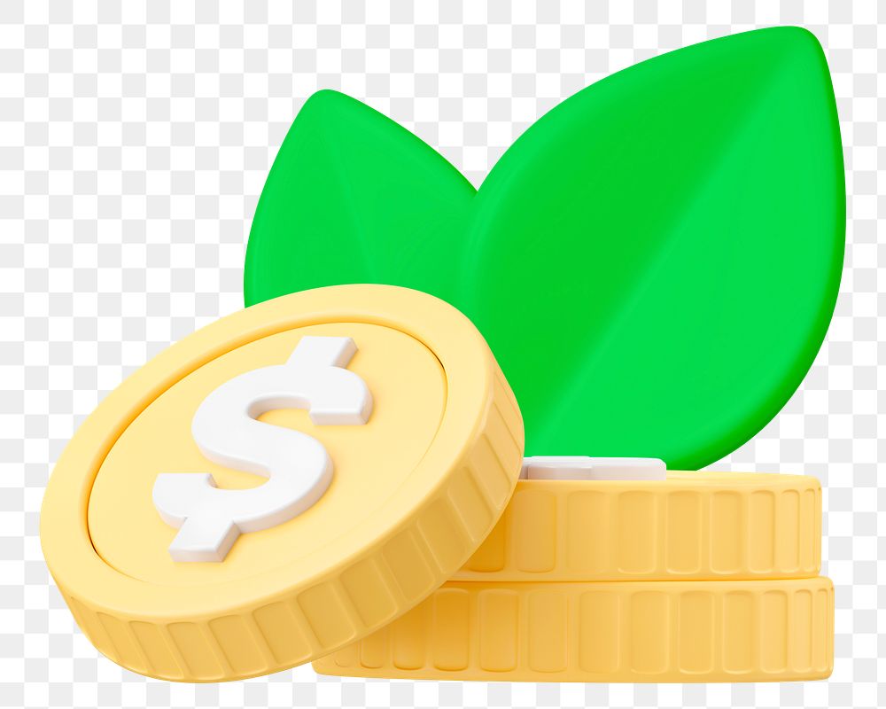 Eco finance png 3D sticker, money, transparent background