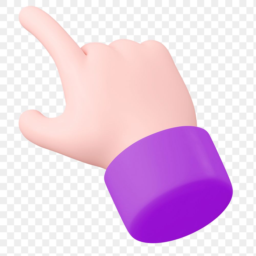 Finger pointing png 3D sticker, transparent background