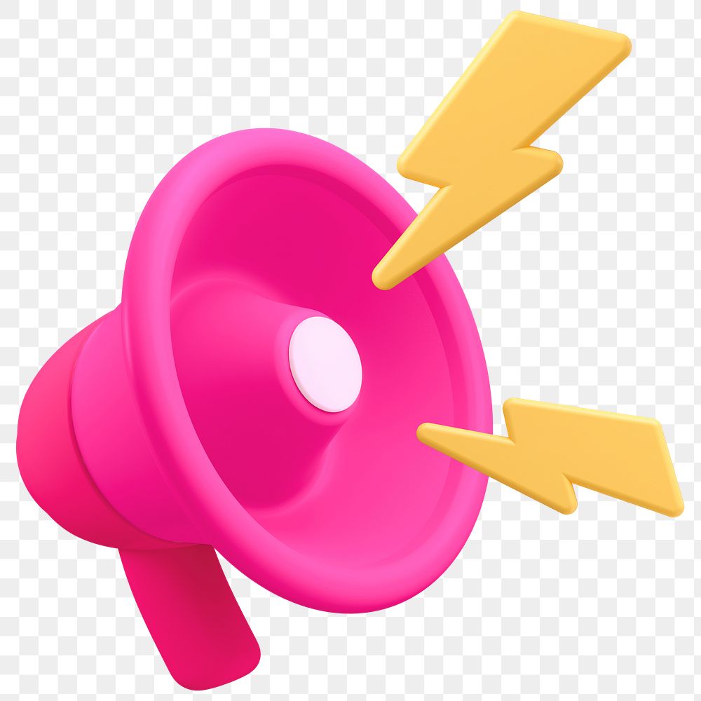 Loud pink megaphone png 3D sticker, transparent background