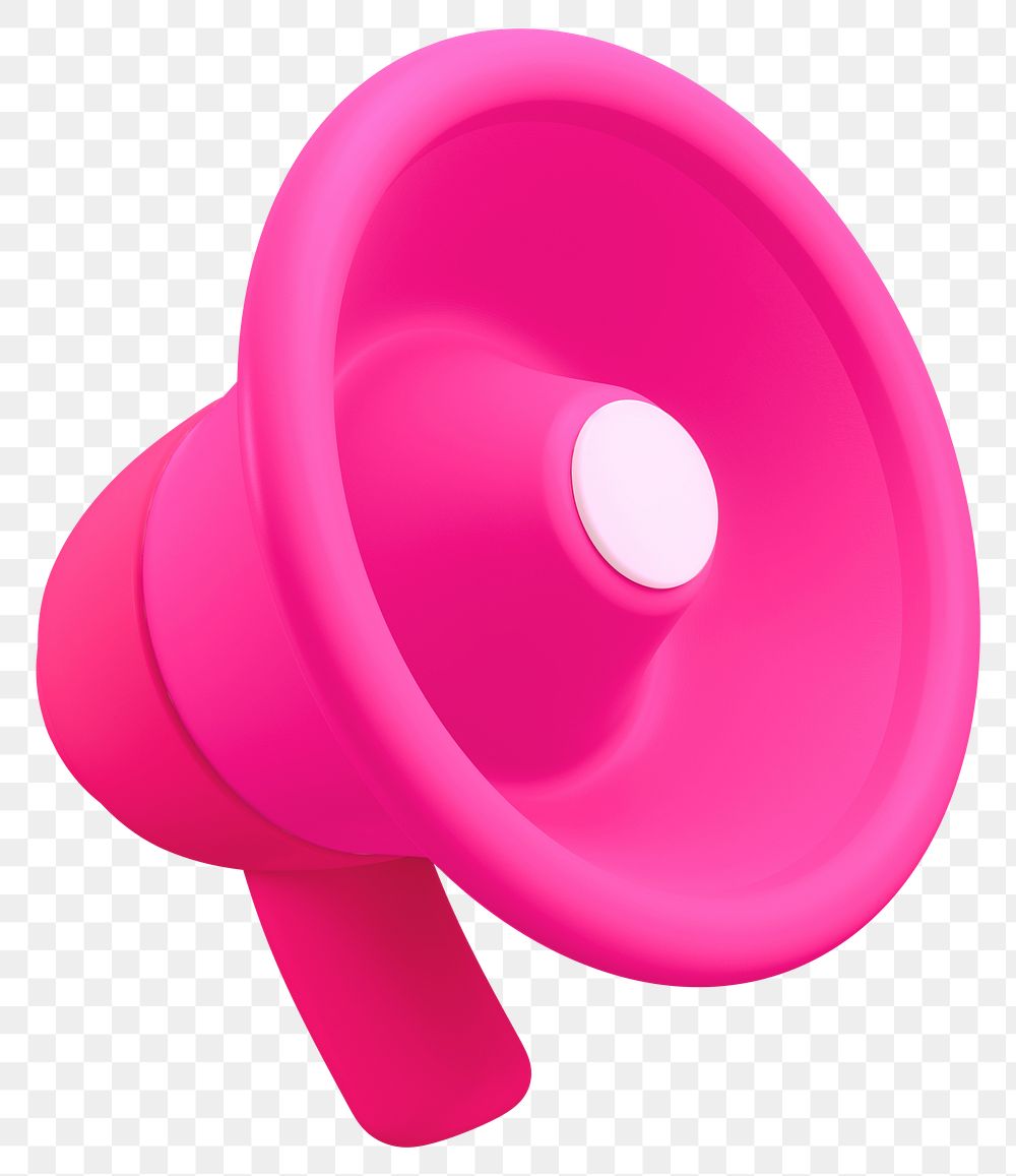 Pink megaphone png 3D sticker, transparent background