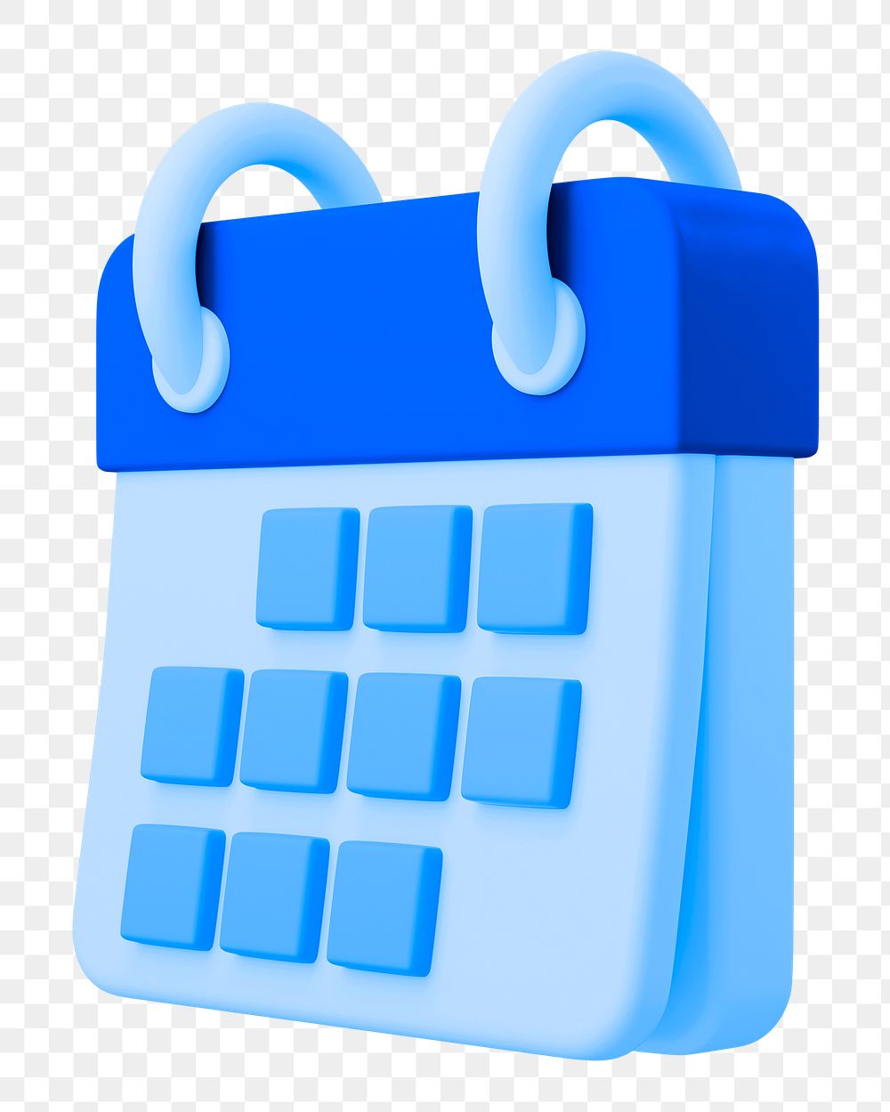 Blue calendar png 3D sticker icon, transparent background