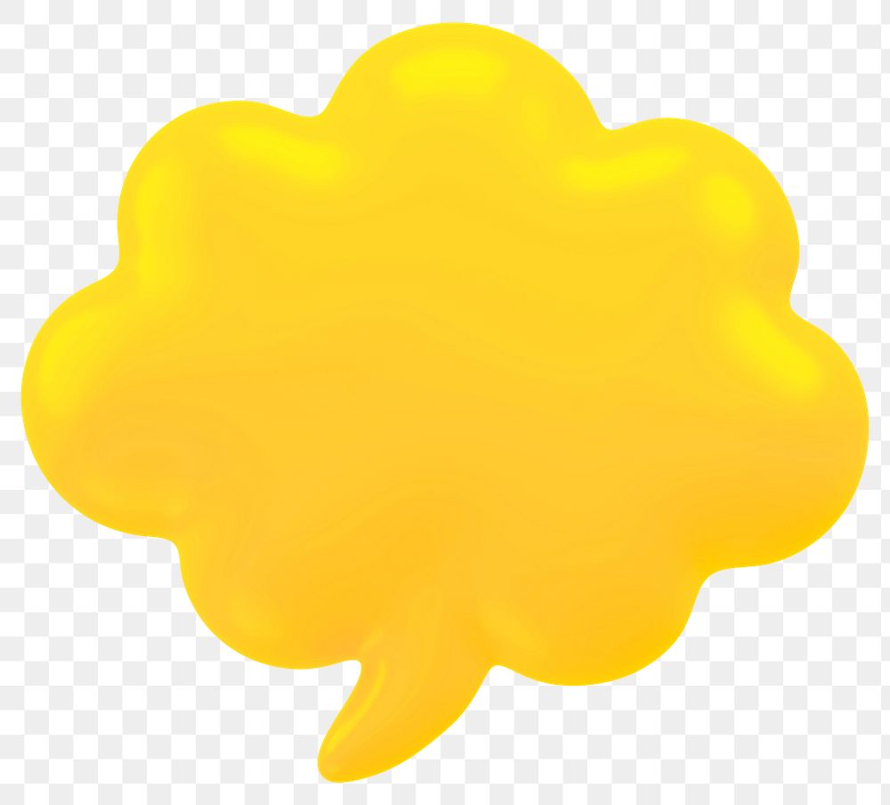 Png yellow thinking bubble 3D sticker, transparent background
