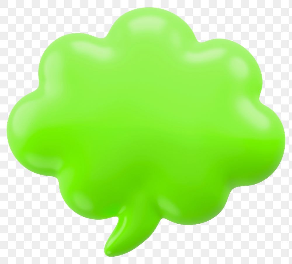 Png green thinking bubble 3D sticker, transparent background