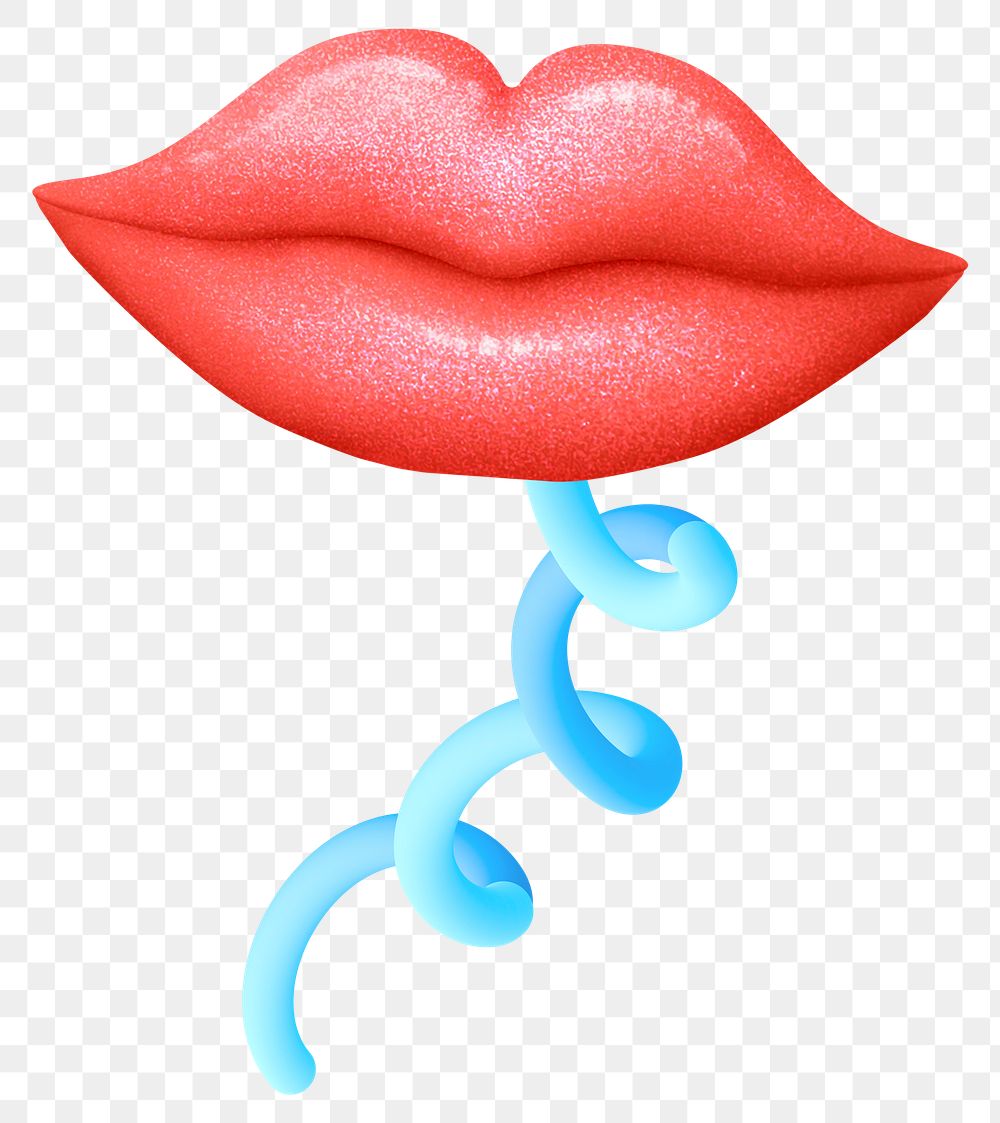 Red lips clipart png, 3d graphic, transparent background