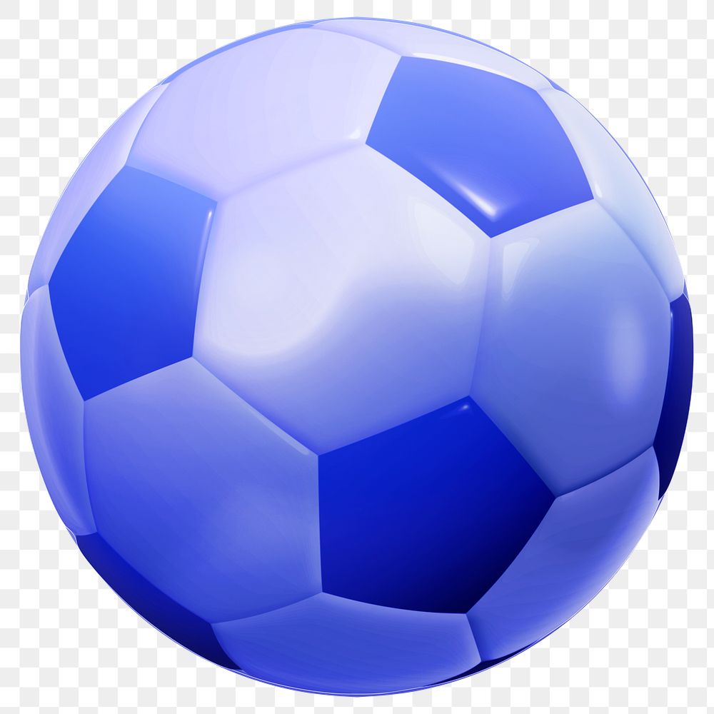 Blue football png 3D sticker, transparent background