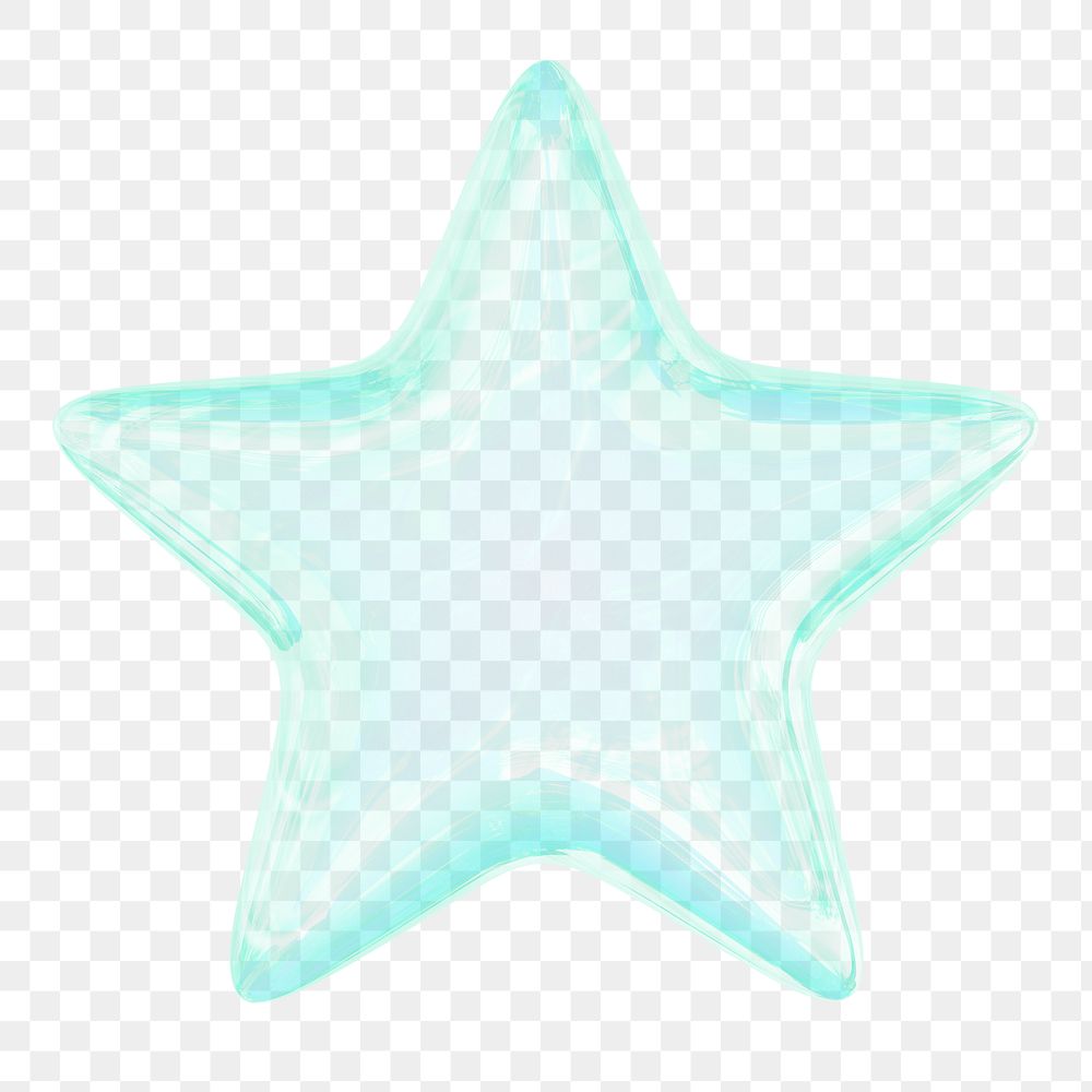 Blue star png 3D sticker, transparent background