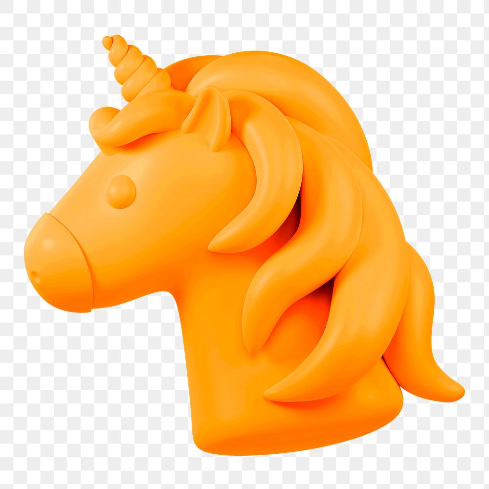 Yellow unicorn png 3D sticker, transparent background