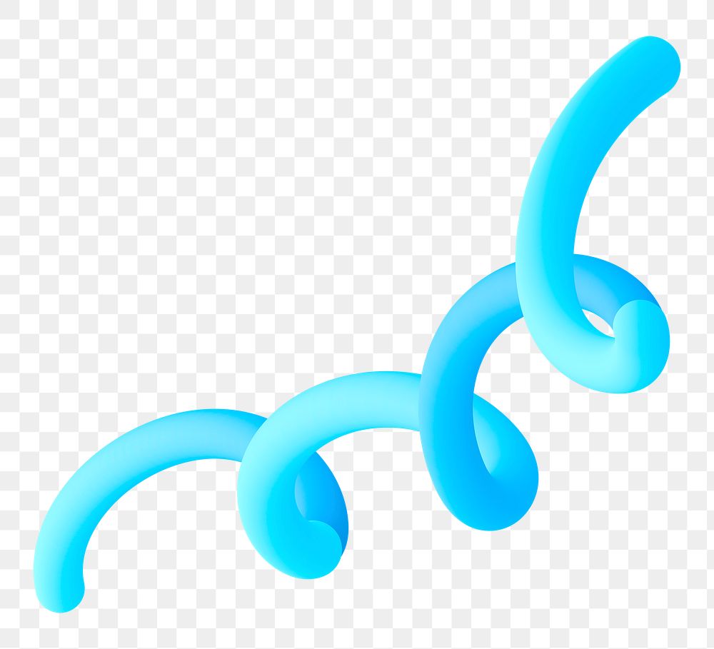Blue squiggle png 3D sticker, transparent background