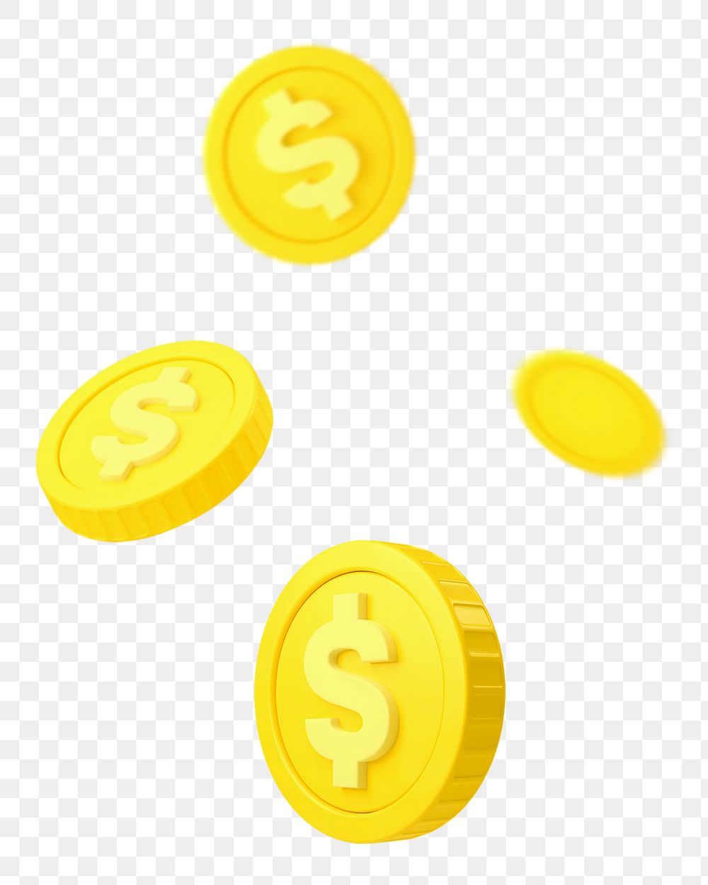 Dropping coins png 3D sticker, money, transparent background