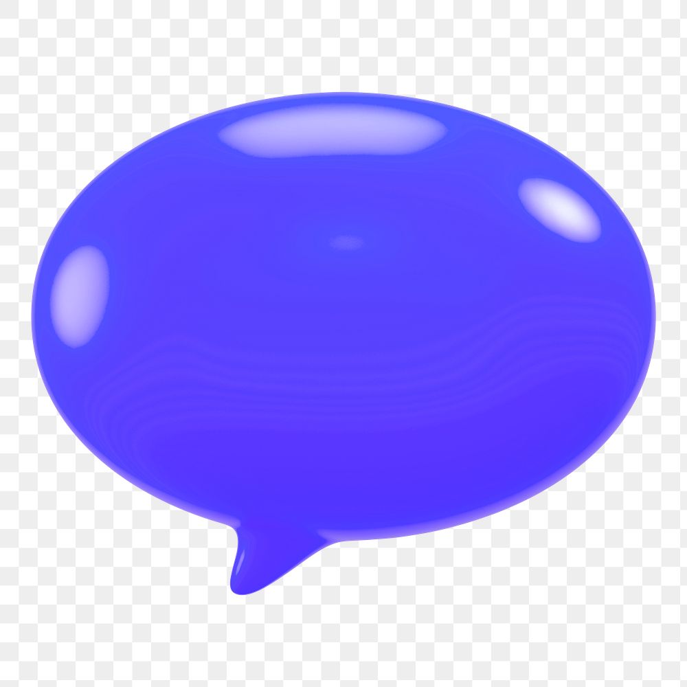 Blue speech bubble png sticker, transparent background