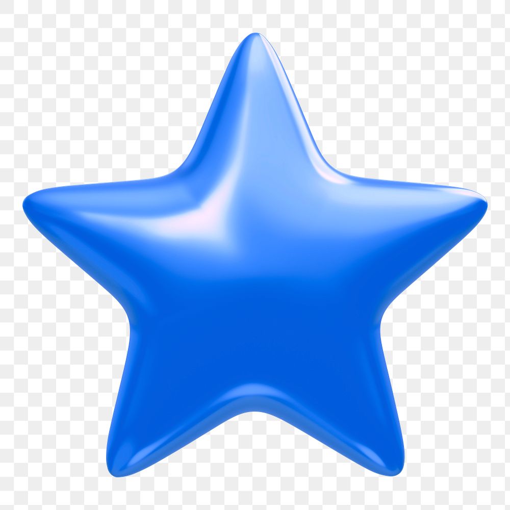 Blue star png 3D sticker, transparent background