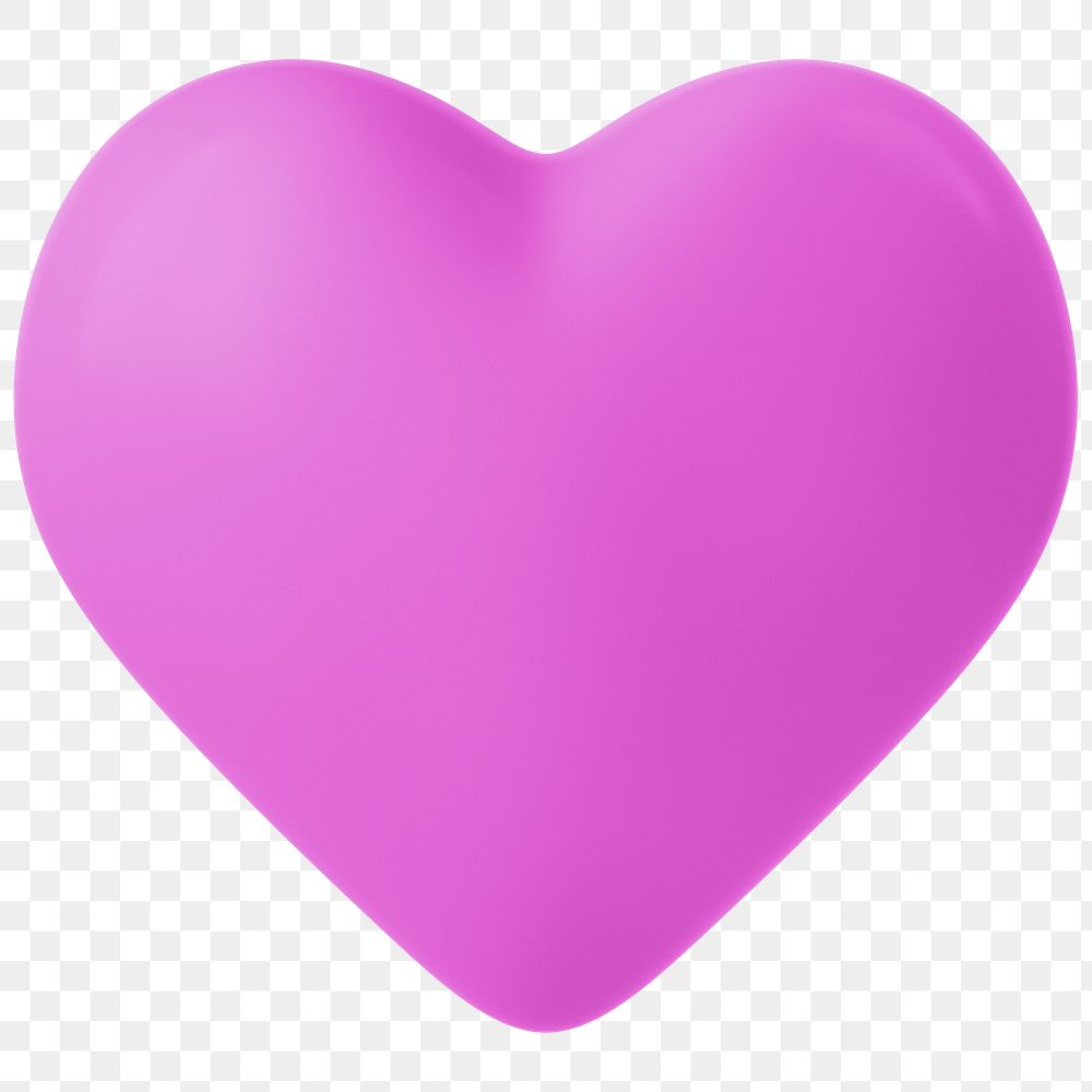 Pink heart png 3D sticker, transparent background