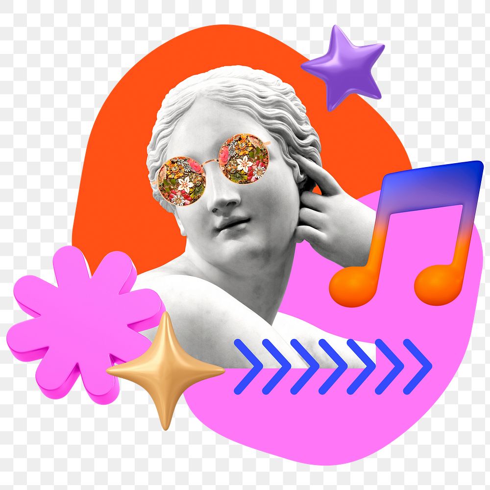Pop music png sticker, colorful remix, transparent background 